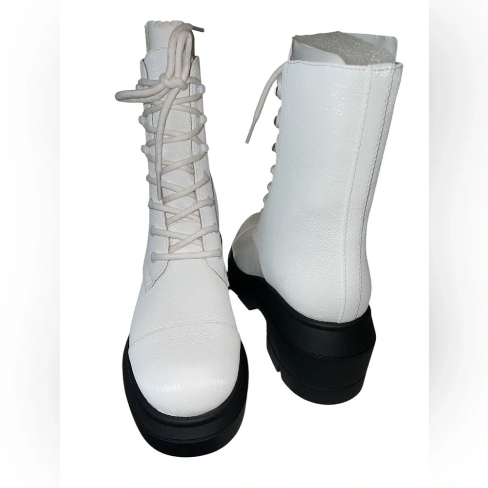 Stuart Weitzman Nisha White Lace-Up Boots Size 8.5 C NIB - Picture 17 of 17